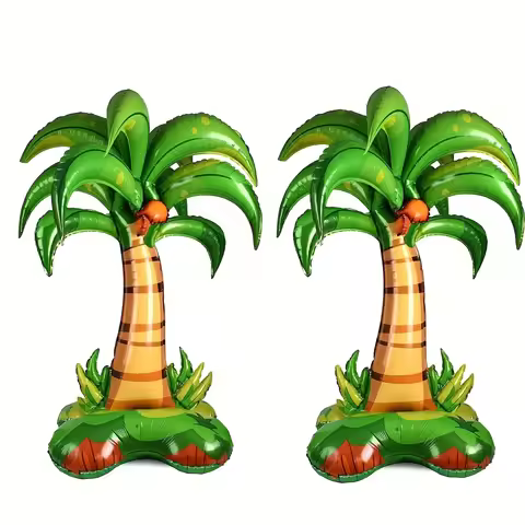 2pcs 49in Large Assembly Palm Tree Balloons Self-Sealing 3D Standing Inflatable Decorations for Hawa