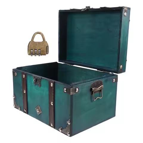Vintage European Style Jewelry Box Large Capacity Wooden Treasure Chest with Lock for Home Decor woo