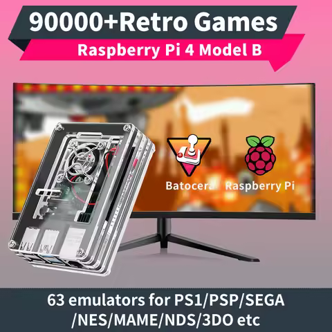 Raspberry Pi 4 Model B with 90000+Retro Games Batocera39&KODI Mini PC/Video Game Consoles for PS1/PS