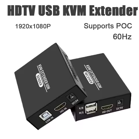KVM 60M For HDMI Extender Over Cat5e Cat6 1080P USB KVM Extender Transmit with Loop Out Support USB 
