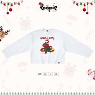 Long-sleeved Boxy T-shirt with Bearry Christmas Tree Print By Loopie Club BST344 4-Way Stretch Cotto