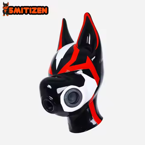 Smitizen Silicone Eerie Full-Face Long Ears Drone Hood Gas Mask Costumes for Halloween Cosplay