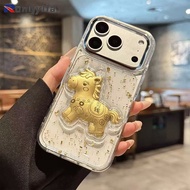 Gold Foil Pony New Year Phone Case For OPPO Reno 15 14 13 12 11 9 Pro 8 5 5K Find X9 X8 Pro X7 X3 Li
