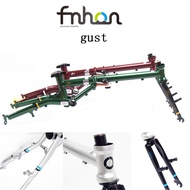 FNHON V-brake Folding Bike Frame gust suitable for modified folding bike 16 inch 349 bike 4130 Chrome Molybdenum Steel Frame Bicycle parts including bicycle front fork Bicycle front tube folding bike including head tube for front fork