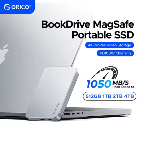 ORICO Magnetic External SSD for Macbook PRO PD100W Charging 4K ProRes HDR, 1000MB/s USB 3.2 External