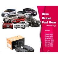 Nissan Rear Disc Brake Pad X-Trail T32L X-Trail Teana J32 L33 Serena C26 Sylphy B17 (Tan Chong) Auto