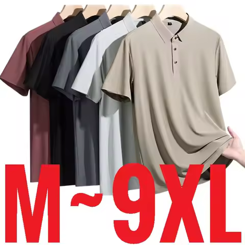 Ice Silk Men Polo Shirts Short Sleeve Blouse Male Quick Dry Cool Classic Big Size 5XL 6XL 7XL 8XL La
