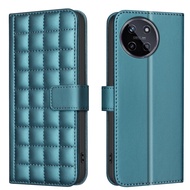 Square Texture Leather Phone Case For Realme 11 4G Global/Realme 11 5G Global / 11X/Realme 12 5G Glo