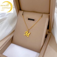 saudi gold 18k pawnable legit necklace Letter M personality simple necklace female ins fashion collarbone chain accessory