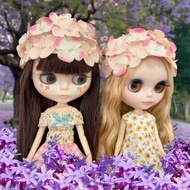 Pearl Embroidered Flower Hair Cap For Blythe Dolls