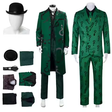 2026 New TV Riddler Cosplay Costume Fantasy Uniform Shirt Coat Pants Tie Mask Adult Men Outfits Hall