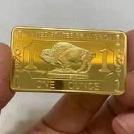 American Buffalo Commemorative Coin 999 Square Gold Nugget Gold Bar 1 Ounce Metal Coin 8.19