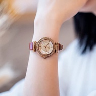 นาฬิกาผู้หญิงเรืองแสง JULIUS ของแท้สไตล์เกาหลีนาฬิกาควอตซ์แฟชั่นสายหนังติดพลอยเทียมรูปดาวหกแฉกสำหรับ OL
