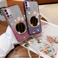 Casing OPPO A74 4G A95 4G A74 5G Case Luxury Cosmetic Makeup Mirror Soft With Lanyard phone cover