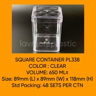 (12 PCS) PL338,PL338-B,PL338-C,PL338-D Bekas plastik bentuk petak/Square Shape Plastic Container