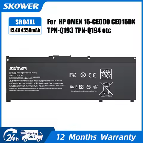 SKOWER SR04XL SR03XL Battery For HP OMEN 15-CE 15-CB 15-CE015DX Series Pavilion 15-CX 15-DC TPN-Q211