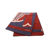 HERMES 毛毯包裹羊毛羊絨紅色海軍藍二手男女通用