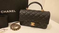 【全新】Chanel mini flap 20cm caviar top handle 牛皮 荔枝皮