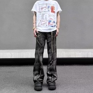 seluar jeans lelaki baggy jeans Washable Tie-Dye Micro-Dye Jeans Men American vibe Street Wear Retro