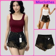 Ms 10036 Women's Stone Pressed Shorts, High Quality QC Jeans, Youthful and Dynamic, Easy to Coordina