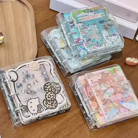 Kawaii Hello Kitty Stickers Album Sanrio Hello Kitty Photocard Holder Students Sticker Collection Bo