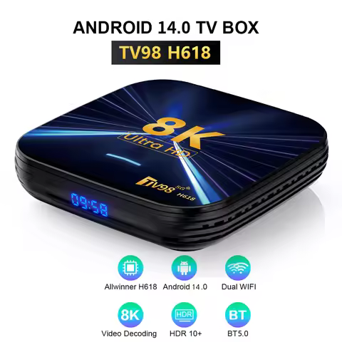 H618 Smart TV Box Android 14 Quad Core Cortex A53 8K HD Media Player 2.4G/5G Dual WiFi 8K BT Set Top