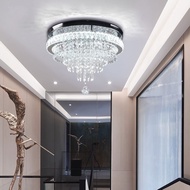Round Chandelier Crystal Surface Ceiling Light LED Candelier Light Lampu Siling Batu Lampu LED Krist