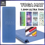 Yoga Mat 1.5mm Ultra Thin Pu Natural Rubber Yoga Mat Body Position Line Sweat Absorbing Non Slip Travel Portable Mat