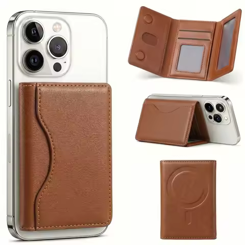 Pomelo Best Strong Magnetic Wallet Stand Synthetic Leather Flip Card Holder 6 Card Slots Phone Walle