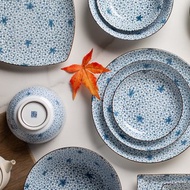 高端日式楓與櫻餐具套裝 陶瓷釉下彩復古湯碗西餐盤飯碗麵碗