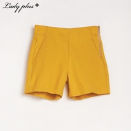 Lady Plus กางเกงขาสั้นเอวสูงซิปข้าง | Short Pants สีเหลือง