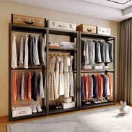 ST/ Hanger Bedroom Floor Clothes Rack Household Simple Open Wardrobe Cloakroom Shelf Assembly Shelf Container PTTG