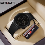 Sanda 2151อินเทรนด์ TPU สายนาฬิกากีฬา, นาฬิกากันน้ำเคลื่อนไหวดิจิตอลหน้าจอใหญ่นาฬิกาจับเวลา