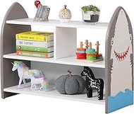 AFBKSS&amp;BB Kids Book Shelf Children Storage Shelf Baby's Toys&amp;Books Storage Wood Shelf Children Storage Desk-Shark White