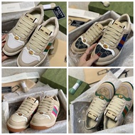 Gucci Gucci Men's Women's Shoes GG Stripes Screener Retro Casual Small Dirty Shoes Distressed Dirty 