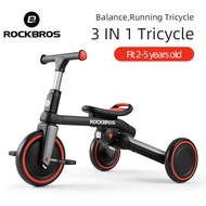 ROCKBROS 4 in 1 Toddler Tricycles 2-5 Years Foldable Balance Bike Baby Walker Tricycle Adjustable Scooter Toddler Toy Stroller Baby Bike