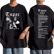 Men's Large T-shirt Hop Rapper Tupac 2Pac Print Double Sided T Shirt Male 100 Cotton Short Sleeves T