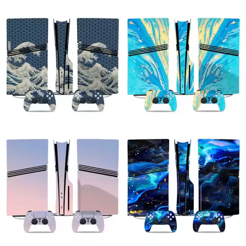 Skin Wrap for PS5 Pro Disc Console Protective Decal for PS5 Pro Disc Controller Full Cover Wrap for