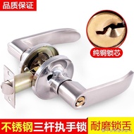 Indoor Door Handle Lock Set Bathroom Bathroom Three-Bar Door Lock Stainless Steel Ball Lock Handle Lock Toilet Door Lock Key