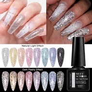 MEET ACROSS 7ml Reflective Glitter Nail Gel Polish Sparkling UV Soak Off Gel
