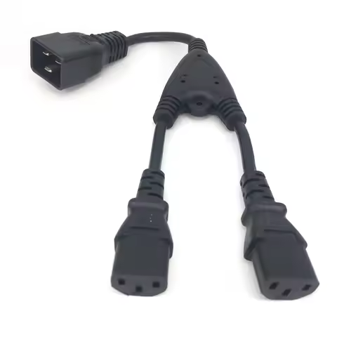 Heavy Duty Splitter Power Cord IEC320 C20 Male to 2X C13 Dual Female Y Splitter Cable 32cm Server PD