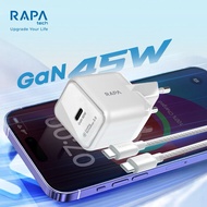 RAPAtech Power Charger 45W GaN Usb C To Type C PD 3.2 AVS Super Fast Charging PPS Cooling Technology