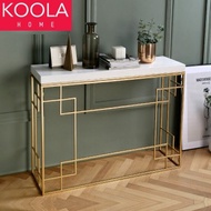 KOOLA Scandinavian Console Table Nordic Meja Konsole Iron Marble Top Table Wood Stainless Steel Living Room Furniture