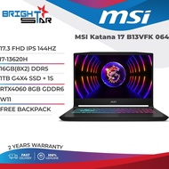 MSI Katana 17 B13VFK 064 (17.3 FHD IPS 144HZ / I7-13620H / 16GB(8X2) DDR5 / 1TB G4X4+1S / RTX4060 8GB GDDR6 / W11 / 2YR)