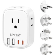 LENCENT Type C and Type D G M Universal Travel Adapter Kit with 4 Outlets 4 USB Ports(2 USB C), Inte