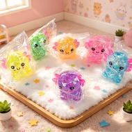 Glitter Axolotl Squishy Slow Rising Toy, Transparent Sequin Axolotl Fidget Squeeze Toy, Stress Relie