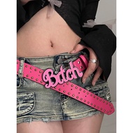 Y2k Millennium Hot Girl European American Style Letter Barbie Pink Belt Female 2024ins Asian Culture