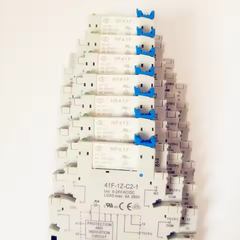41F-1Z-C2-1 HF41F 5V 12V 24V 6A 1CO Slim Relay Mount On Screw Socket with LED and Protection Circuit