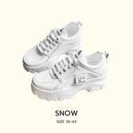 [สินค้าพร้อมส่ง] รองเท้าผ้าใบเสริมส้น สไตล์เกาหลี ส้นตึกเสริมส้น 5 cm รุ่น Snow รองเท้าผ้าใบเกาหลีสุดฮิต