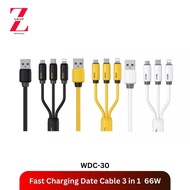 3 in 1 usb to L Micro Type-C Fast Charging Wekome Cable 3 in 1 WDC-30 (66W)